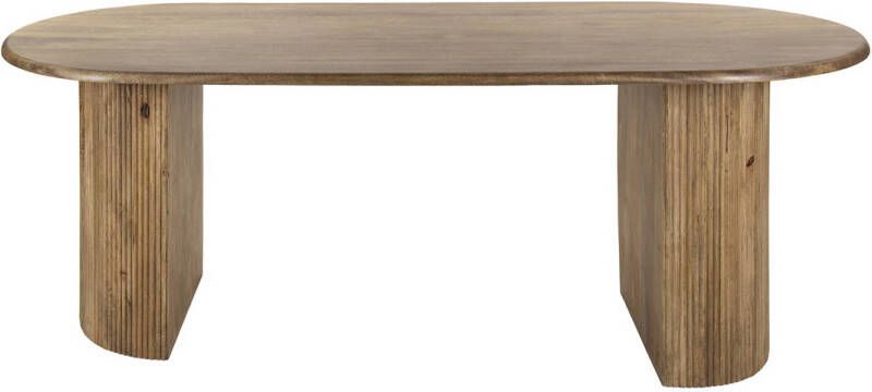 Giga Meubel Eettafel Deens Ovaal Naturel Mangohout 215x90x78cm wave