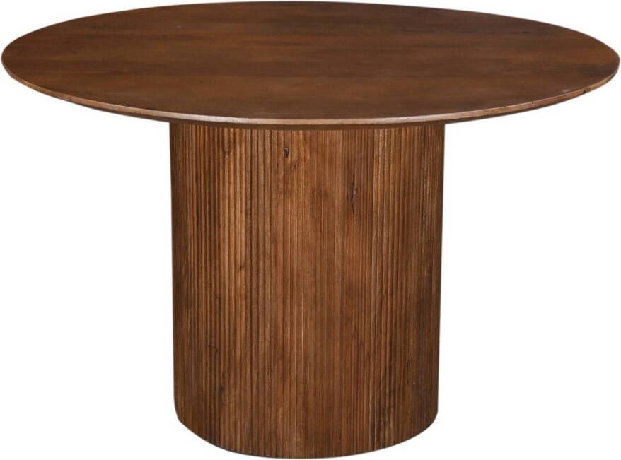 Giga Meubel Eettafel Rond Ø120cm Bruin Mangohout Jaime