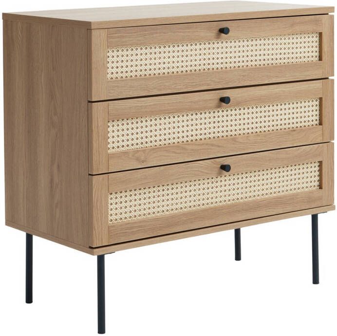 Giga Meubel Giga Living Dressoir Naturel Rotan 3-Lades 80x40x75cm Pensacola