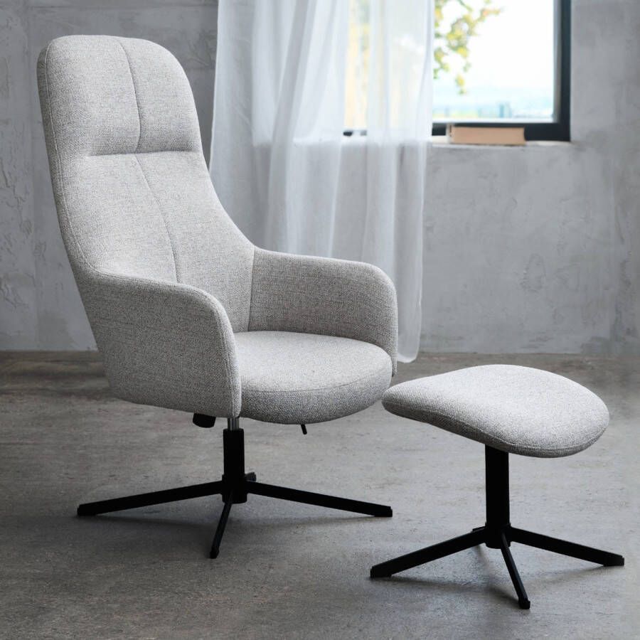 Giga Meubel Giga Living Fauteuil Naturel Incl. Voetenbank 67x78x116 5cm Manning