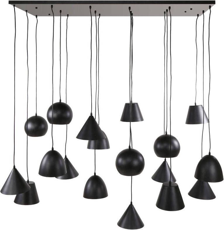 Giga Meubel Hanglamp Metaal Zwart 18 lichts 145x60x150cm