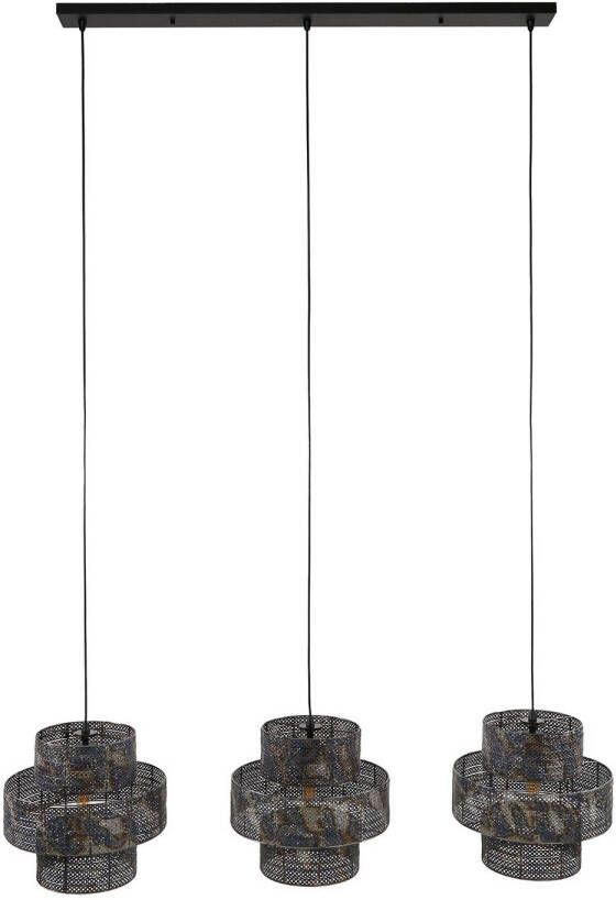 Giga Meubel Hanglamp Metaal Zwart Bruin 3-Lichts 135x35x150cm