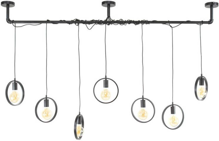 Giga Meubel Hanglamp Zwart Metaal 7-Lichts 150x175x22cm