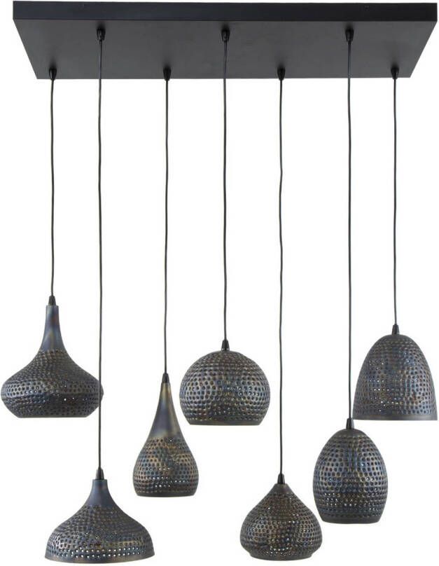 Giga Meubel Hanglamp Zwart Bruin 7-Lichts 150x100x45cm Gewicht 9kg