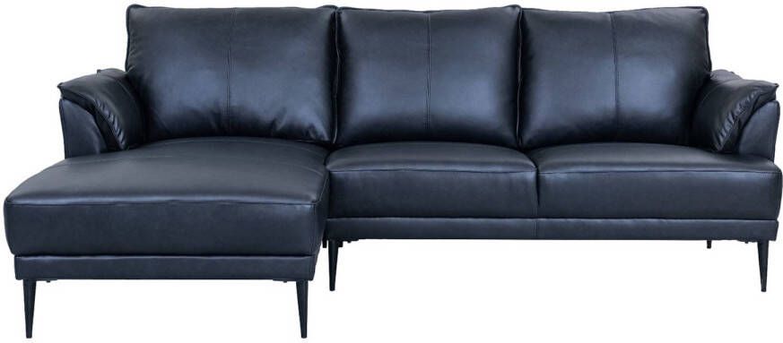 Giga Meubel Loungebank Links Zwart Leer 233x155x88cm Soul