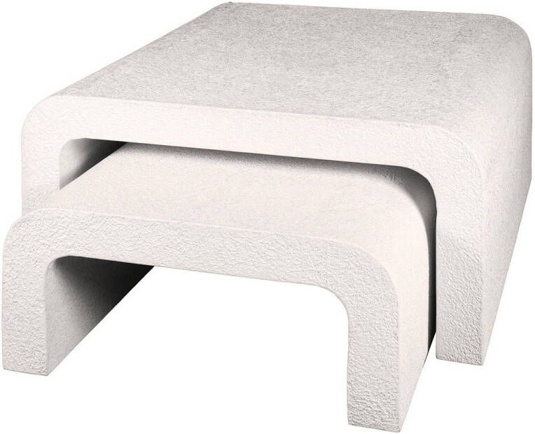 Giga Meubel Salontafel Marmer Composiet Set van 2 90x90x45cm Bend Stone