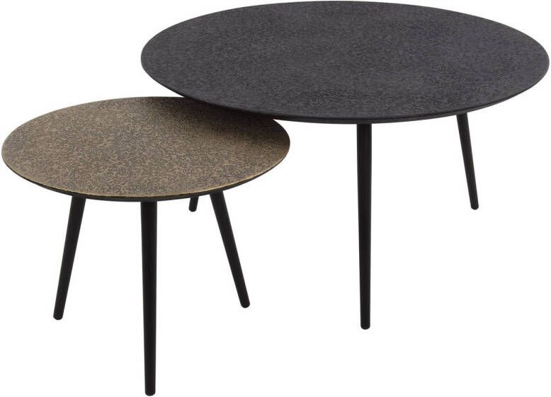 Giga Meubel Salontafel Metallic Grijs Rond Set van 2