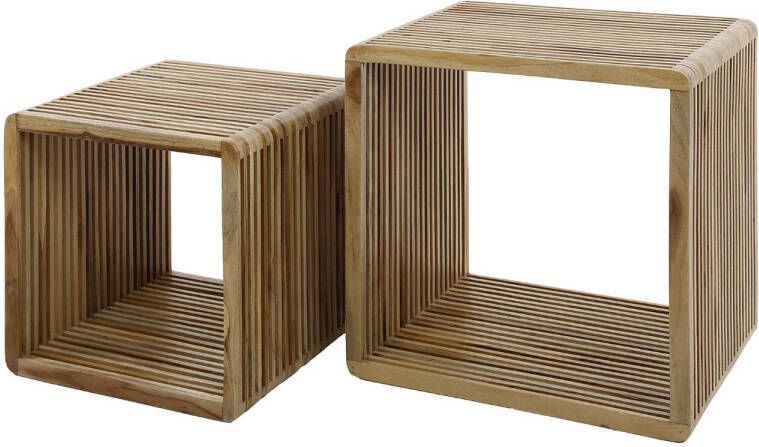 Giga Meubel Salontafel Naturel Teakhout Set Van 2 50x40x50cm