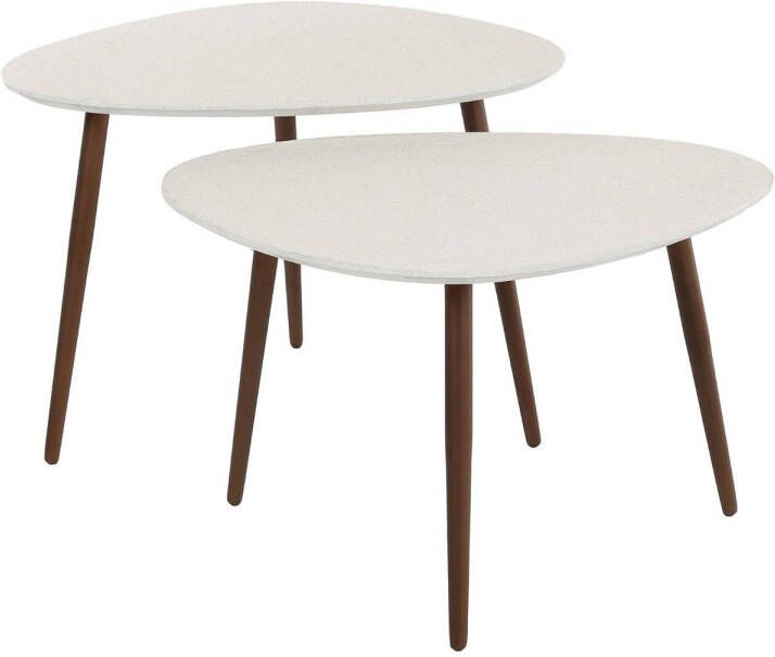 Giga Meubel Salontafel Organisch Beige Marmer Composiet Set Van 2 48x59x42cm