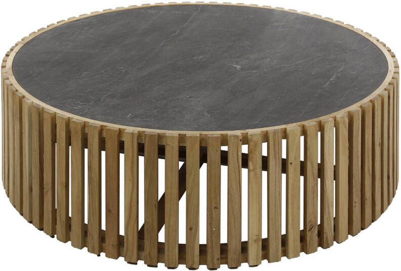 Giga Meubel Salontafel Rond Ø120cm Zwart Leisteen Naturel Acaciahout