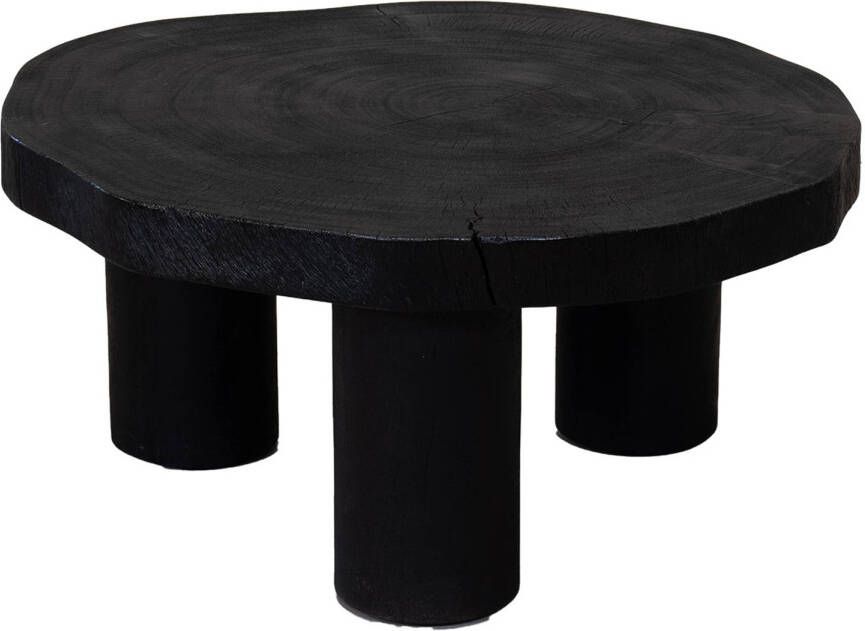 Giga Meubel Salontafel Rond 75cm Zwart Acaciahout Driepoot Enzo