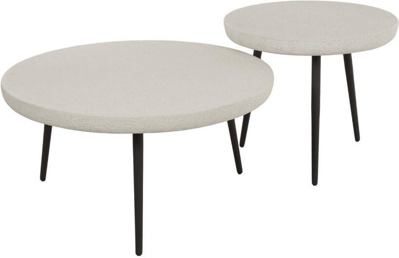 Giga Meubel Salontafel Rond Beige Marmer Composiet Set Van 2 70x70x35cm