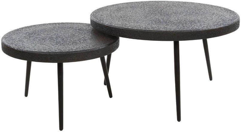 Giga Meubel Salontafel Rond Zwart Metaal Set Van 2 74x74x35cm