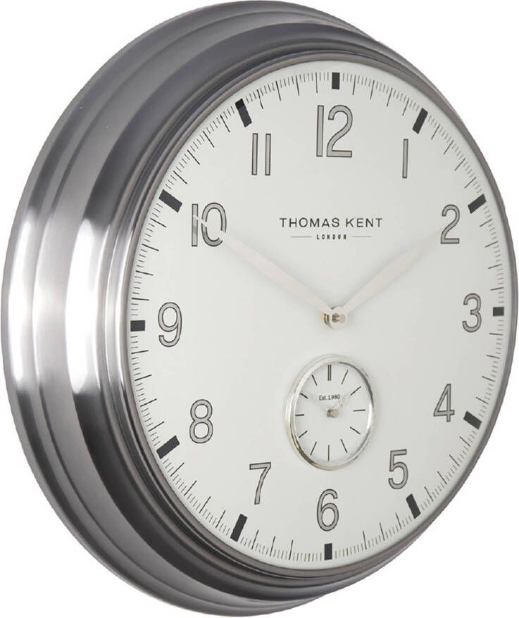 Giga Meubel Thomas Kent Wandklok Timekeeper 48 X 11 5 Cm Staal Wit zilver