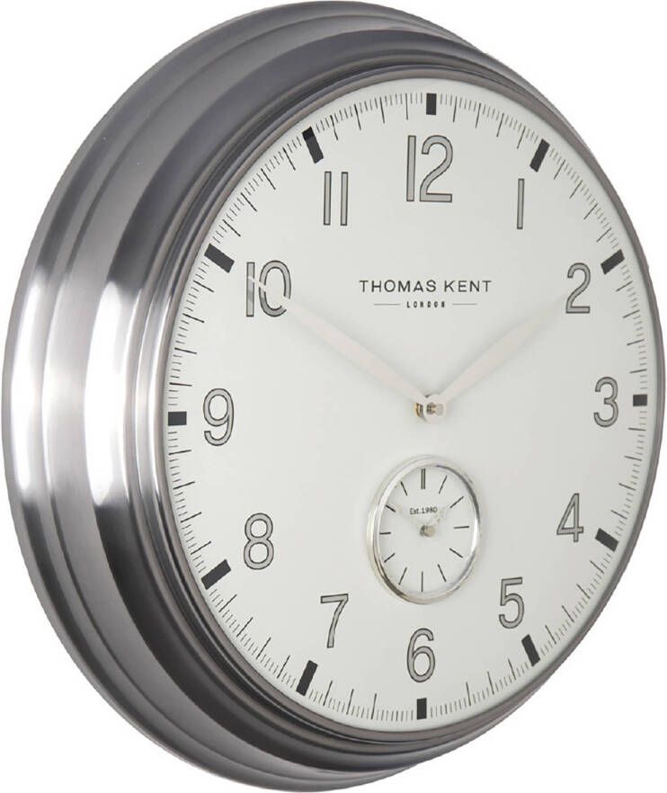 Giga Meubel Thomas Kent Wandklok Timekeeper 71 X 11 Cm Staal Wit zilver