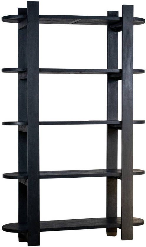 Giga Meubel Wandkast Zwart 160x38x190cm Mangohout Kast Luuk