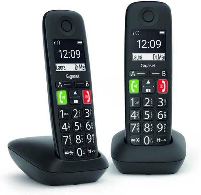 Gigaset E290AR DUO telefoon zwart handsfree babyfoon