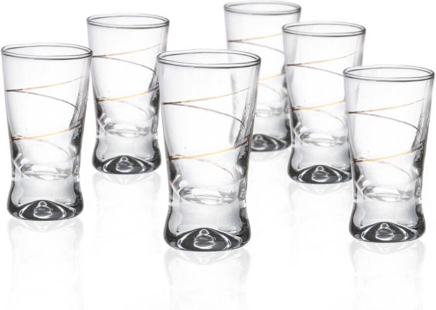 GlassMark Glasmark Shotglaasjes 12x gold collection 25 ml glas borrelglazen Shotglazen