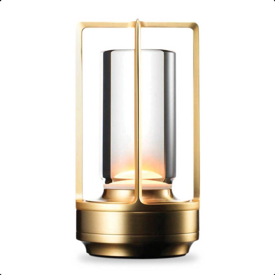 Goliving Tafellamp Op Batterijen Oplaadbaar Dimbaar Moderne Touch Lamp Nachtlamp Slaapkamer Draadloos Goud