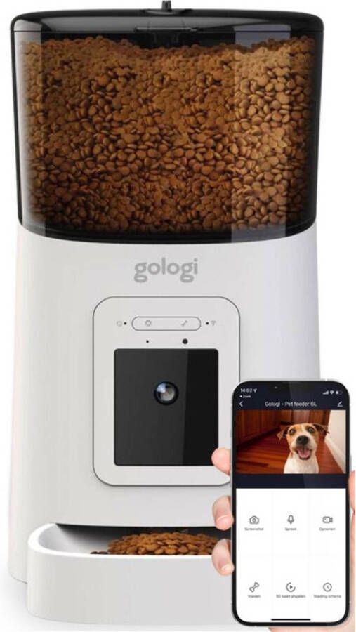 Gologi Automatische voerbak kat Voerbak Voerautomaat voor honden & katten Voerdispenser met app Full HD camera