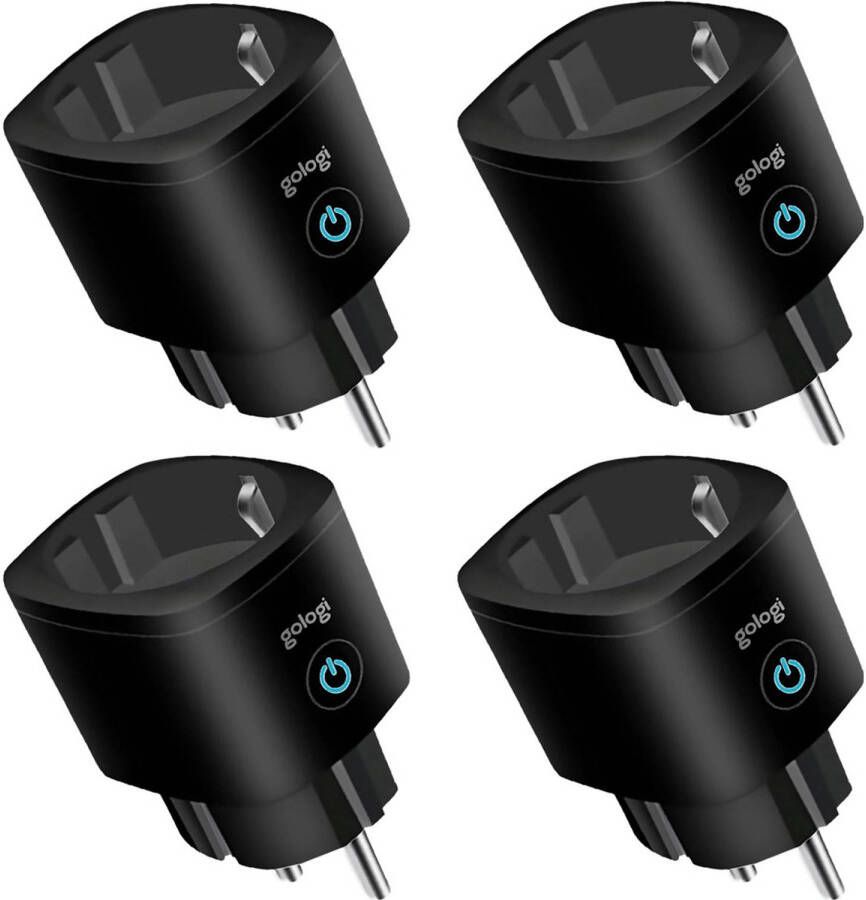 Gologi Slimme stekker Smart plug Tijdschakelaar & Energiemeter WIFI Google Home & Amazon Alexa 4 Stuks Zwart