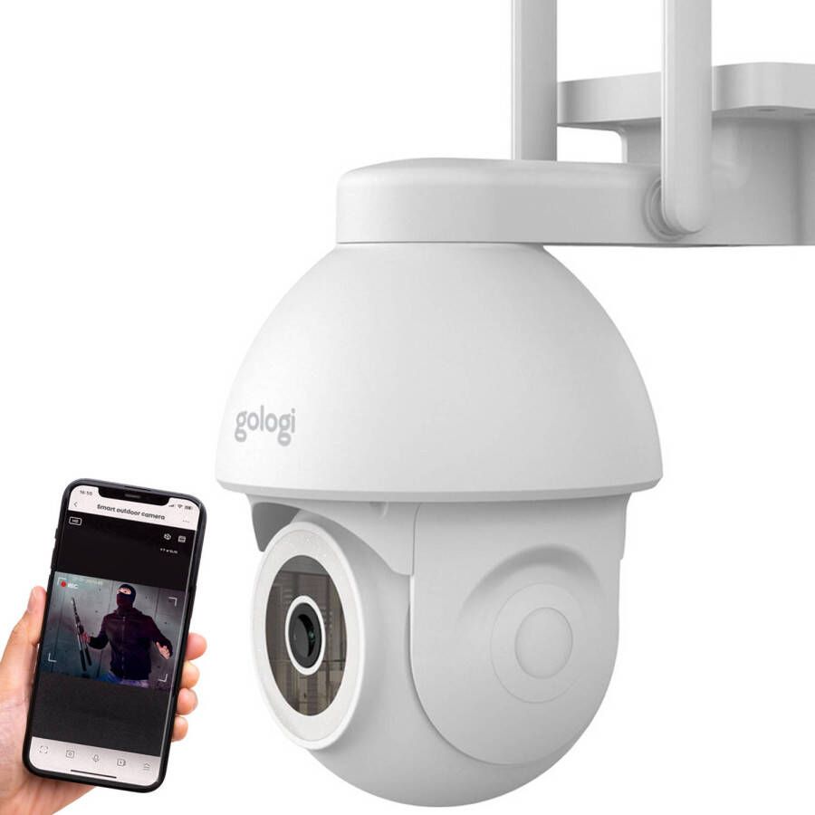 Gologi Superior Outdoorcamera Buiten camera met nachtzicht Beveiligingscamera Muur & Dakbevestiging 4MP Wit