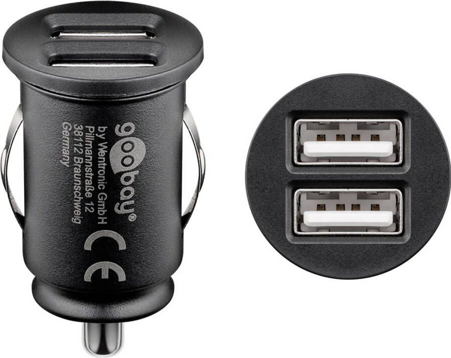 Goobay USB autolader met 2 poorten 2 4A zwart