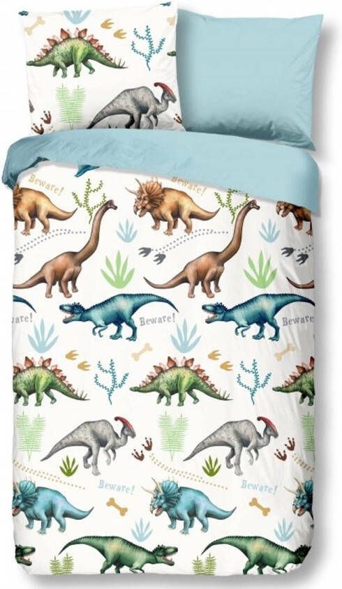 Good Morning dekbedovertrek Dino blauw 140x220