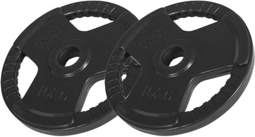 Gorilla Sports 2 x 10 kg Olympische halterschijf Gripper Gietijzer (50 51 mm rubber coating)