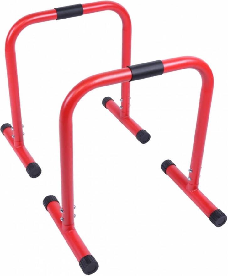 Gorilla Sports Dip Bars Parallettes Push up stand bar -Rood