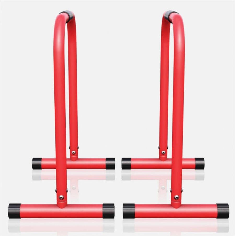 Gorilla Sports Dip Bars Parallettes Push up stand bar -Rood