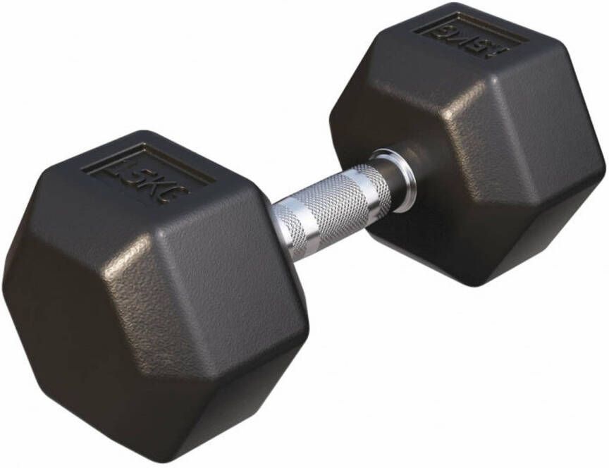 Gorilla Sports Dumbbell 1 x 15 kg Gietijzer Hexagon Halter