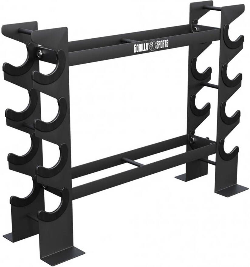 Gorilla Sports Dumbbell standaard Halterrek Halter standaard Staal Belastbaar tot 300 kg Zwart