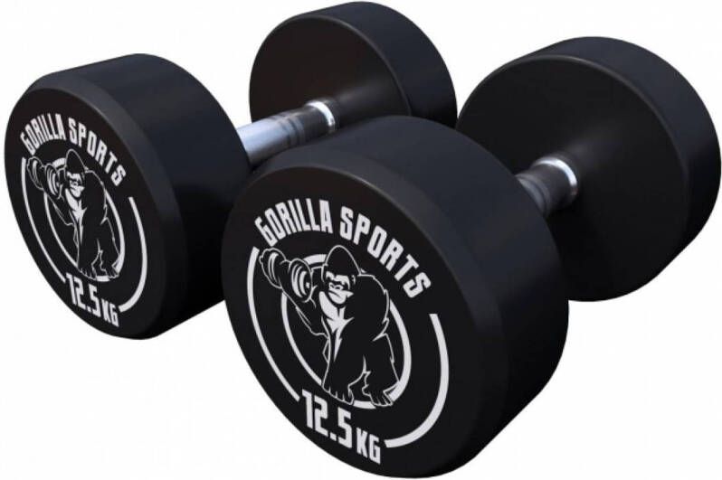 Gorilla Sports Dumbbellset Halter 2 x 12 5 kg Gietijzer rubber coating