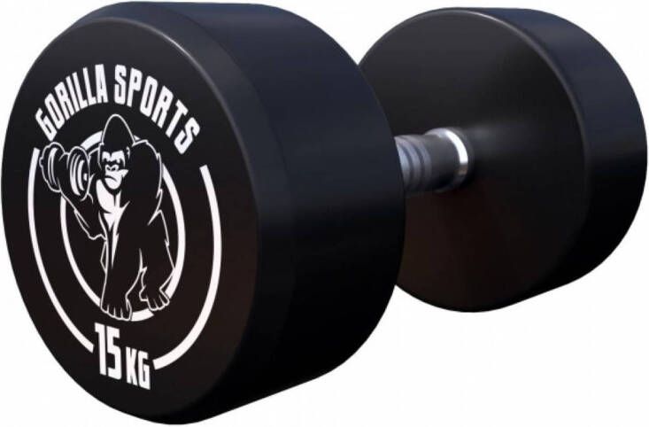 Gorilla Sports Dumbell 15 kg Gietijzer (rubber coating) Met logo