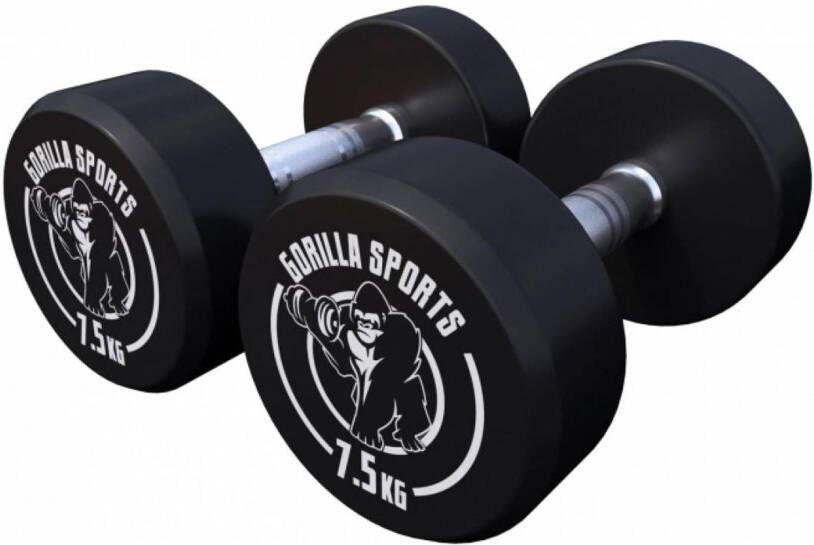 Gorilla Sports Dumbellset Halterset 2 x 7 5 kg Gietijzer (rubber coating) Met logo