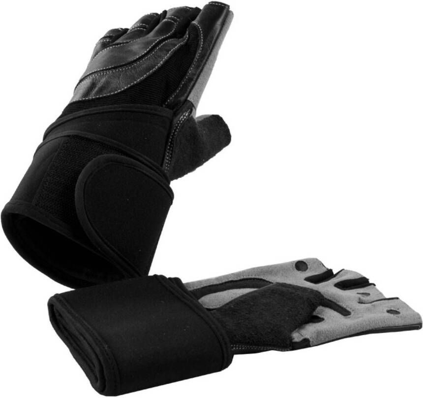 Gorilla Sports Fitness Handschoenen Leer met polsbandage L