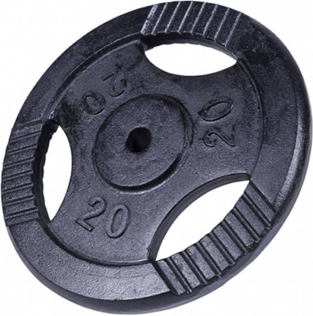 Gorilla Sports Gewicht- Halterschijf 20 kg Gripper Gietijzer zwart 30 mm