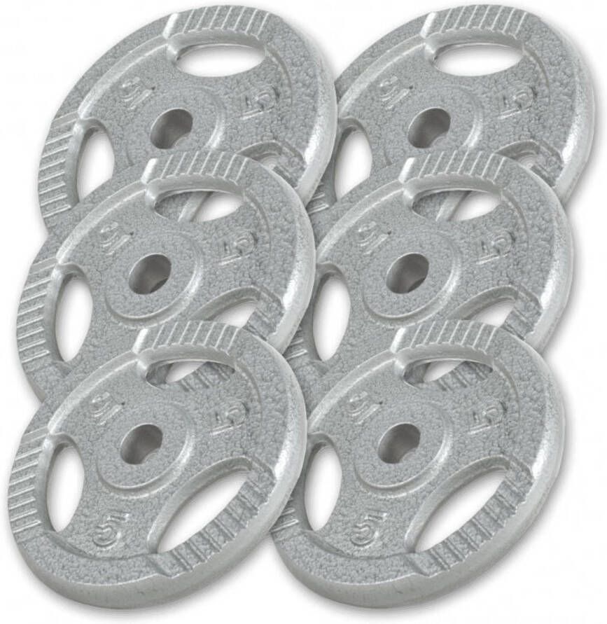 Gorilla Sports Gewichten Set 30 kg 6 x 5 kg Gripper Gietijzer 30 mm