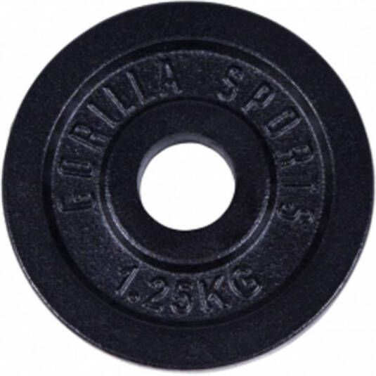Gorilla Sports Gewichtsschijf Halterschijf 1.25 kg Gietijzer Zwart 30 mm