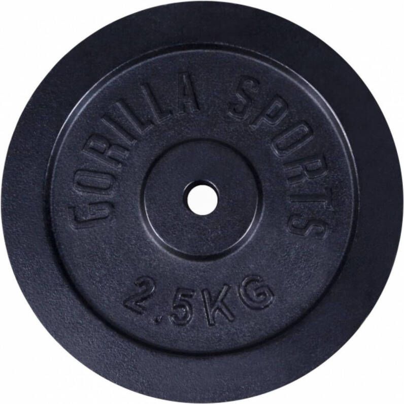 Gorilla Sports Gewichtsschijf Halterschijf 2 5 kg Gietijzer Zwart 31 mm