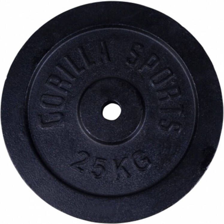 Gorilla Sports Gewichtsschijf Halterschijf 25 kg Gietijzer Zwart 31 mm