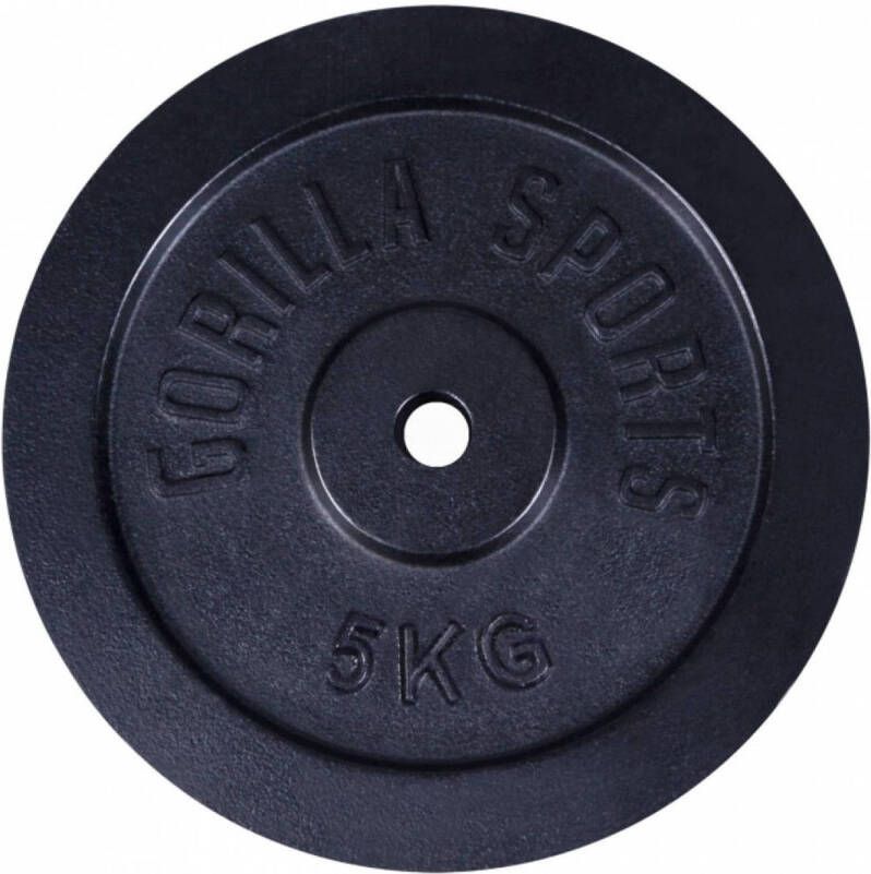 Gorilla Sports Gewichtsschijf Halterschijf 5 kg Gietijzer Zwart 31 mm