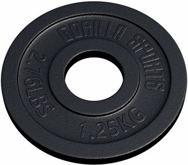 Gorilla Sports Gewichtsschijf Olympisch Halterschijf 1.25 kg Gietijzer Zwart 50 mm