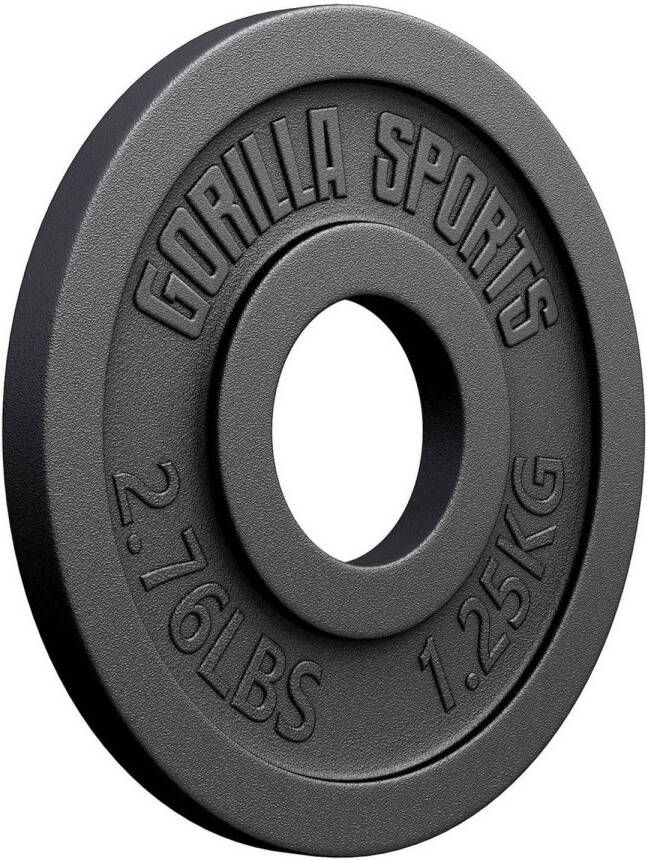 Gorilla Sports Gewichtsschijf Olympisch Halterschijf 1.25 kg Gietijzer Zwart 50 mm