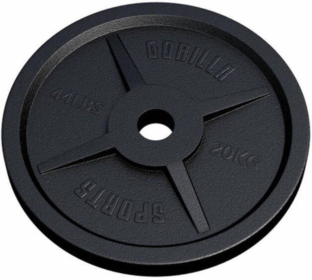 Gorilla Sports Gewichtsschijf Olympisch Halterschijf 20 kg Gietijzer Zwart 50 mm