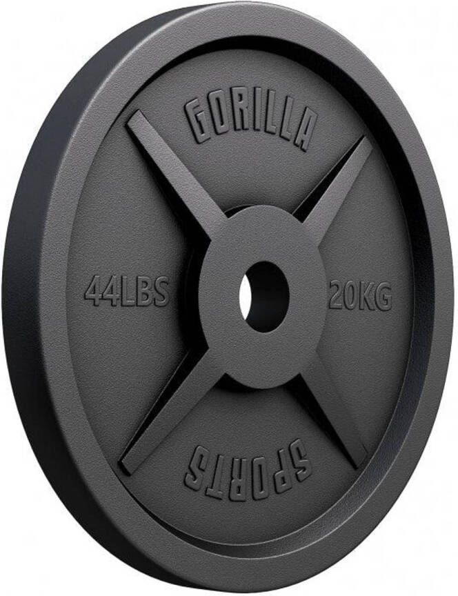 Gorilla Sports Gewichtsschijf Olympisch Halterschijf 20 kg Gietijzer Zwart 50 mm