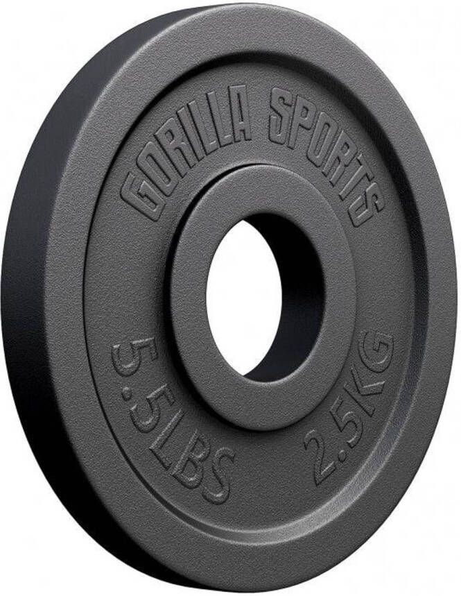 Gorilla Sports Gewichtsschijf Olympisch Halterschijf 2.5 kg Gietijzer Zwart 50 mm