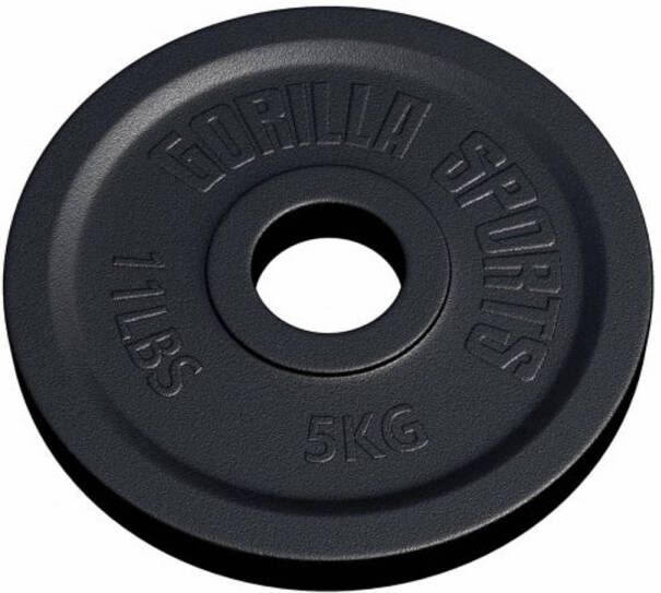 Gorilla Sports Gewichtsschijf Olympisch Halterschijf 5 kg Gietijzer Zwart 50 mm