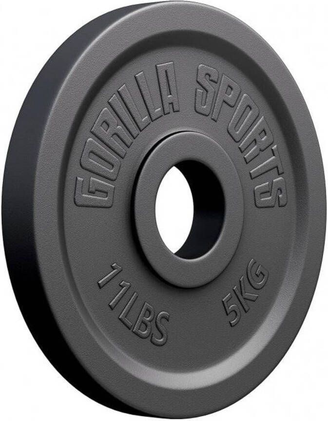 Gorilla Sports Gewichtsschijf Olympisch Halterschijf 5 kg Gietijzer Zwart 50 mm